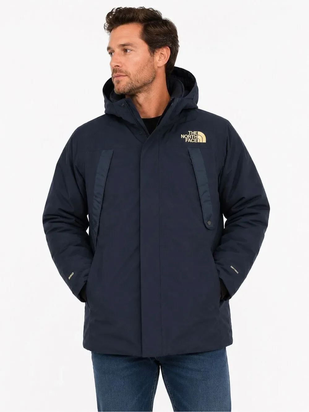 The North Face Men’s Navy Blue 550 Fill DryVent Down Hooded Parka Jacket XL